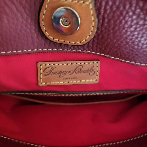 Donney & Bourke Chelsea Shopper Bag Cranberry And Tan Pebble Leather Like New - Picture 6 of 8